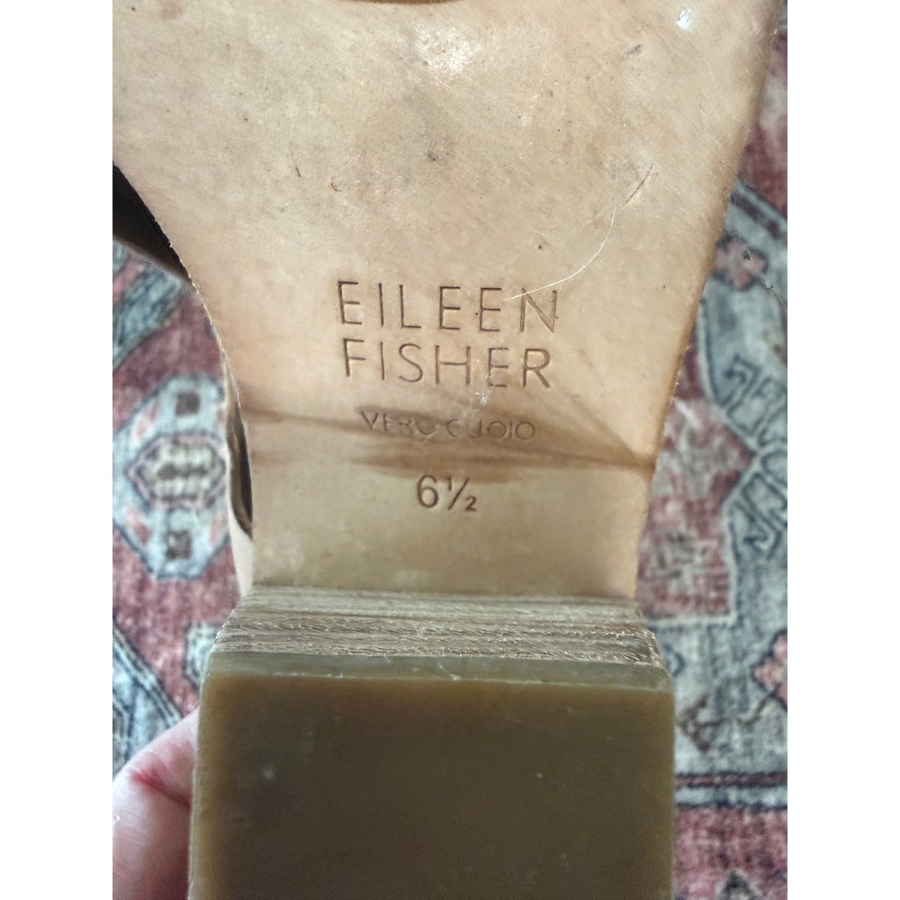 Eileen Fisher Tan Leather Block Heel Slingback Sandals Open Toe Nude 6.5 - Picture 7 of 7